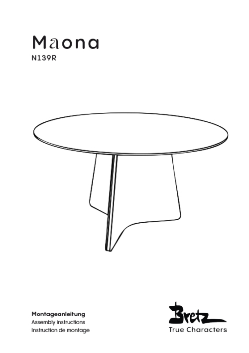 Maona Dining Table round -<br/>Assembly instructions